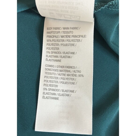 BOB MACKIE Chevron Hi-Low Knit Top Women 2X Green Tie Neck Metallic Party Blouse - Picture 6 of 12